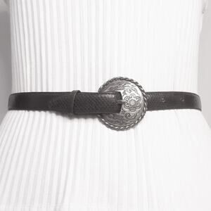 Serp Skinny Snake Skin Belt Womens XSmall Waist Darkest Brown 1993 Buckle Added